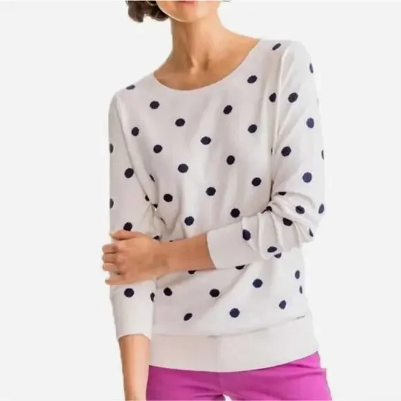Southern Tide Rebecca Dot Crew Neck Cotton Cashmere Blend Sweater Size L… - Picture 1 of 6